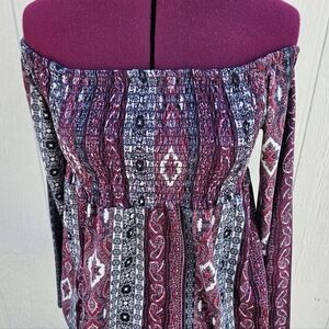 Pink Peony Bohemian Off-Shoulder Top